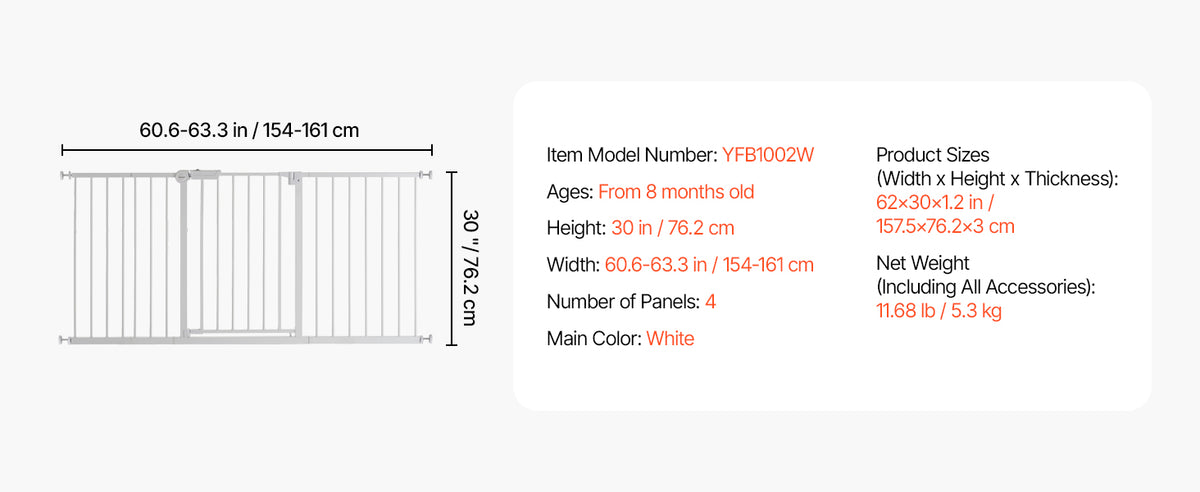 SucceBuy Secure Pressure Mount Walk Through Baby And Dog Gate