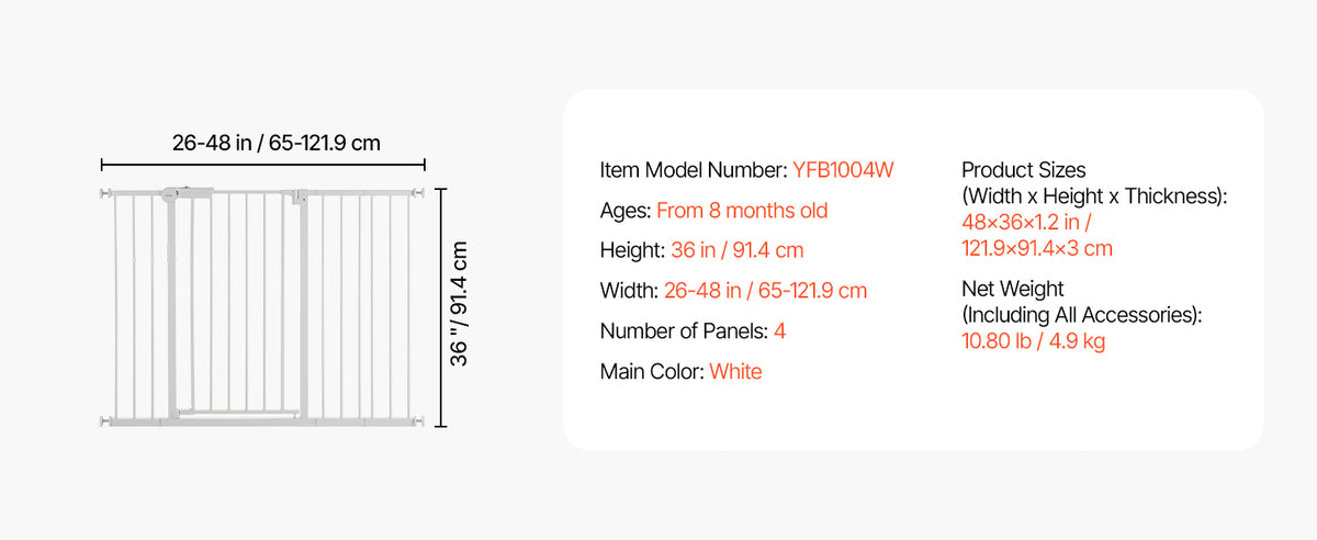 SucceBuy Secure Pressure Mount Walk Through Baby And Dog Gate