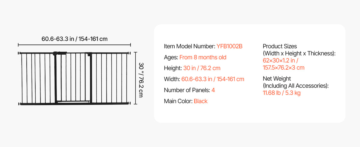 SucceBuy Secure Pressure Mount Walk Through Baby And Dog Gate