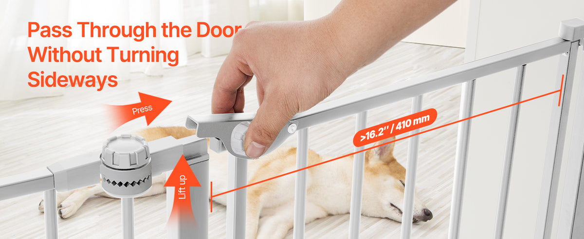 SucceBuy Secure Pressure Mount Walk Through Baby And Dog Gate