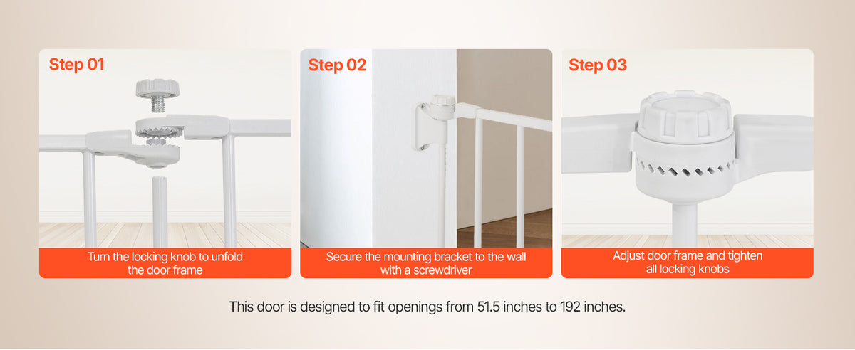 SucceBuy Secure Pressure Mount Walk Through Baby And Dog Gate