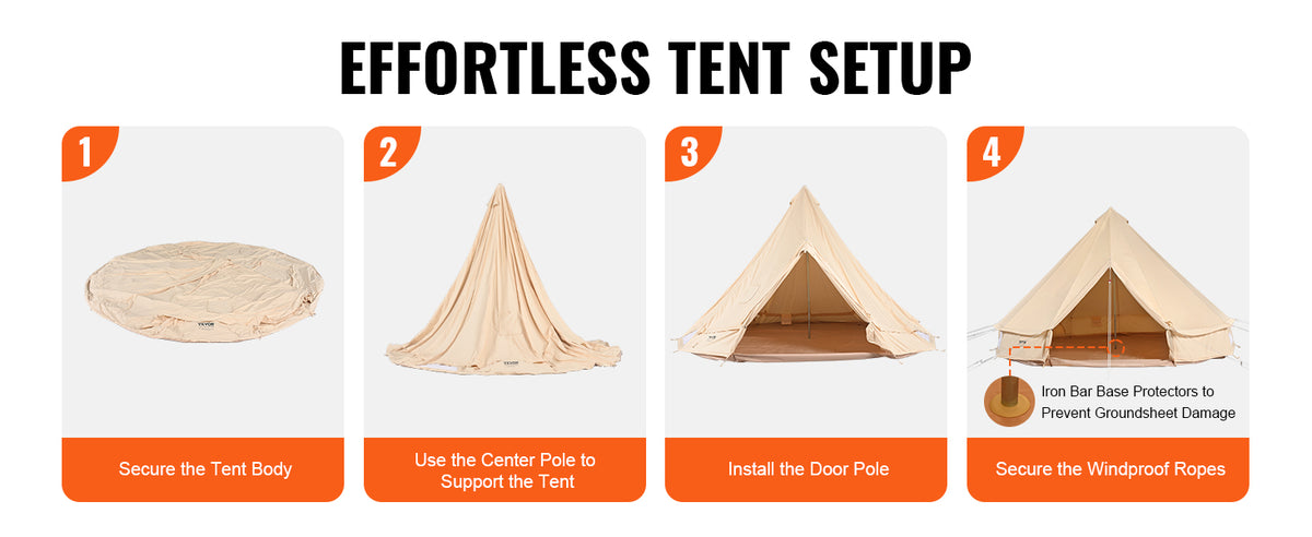 SucceBuy Canvas Bell Tent For Outdoor Camping With Breathable Fabric