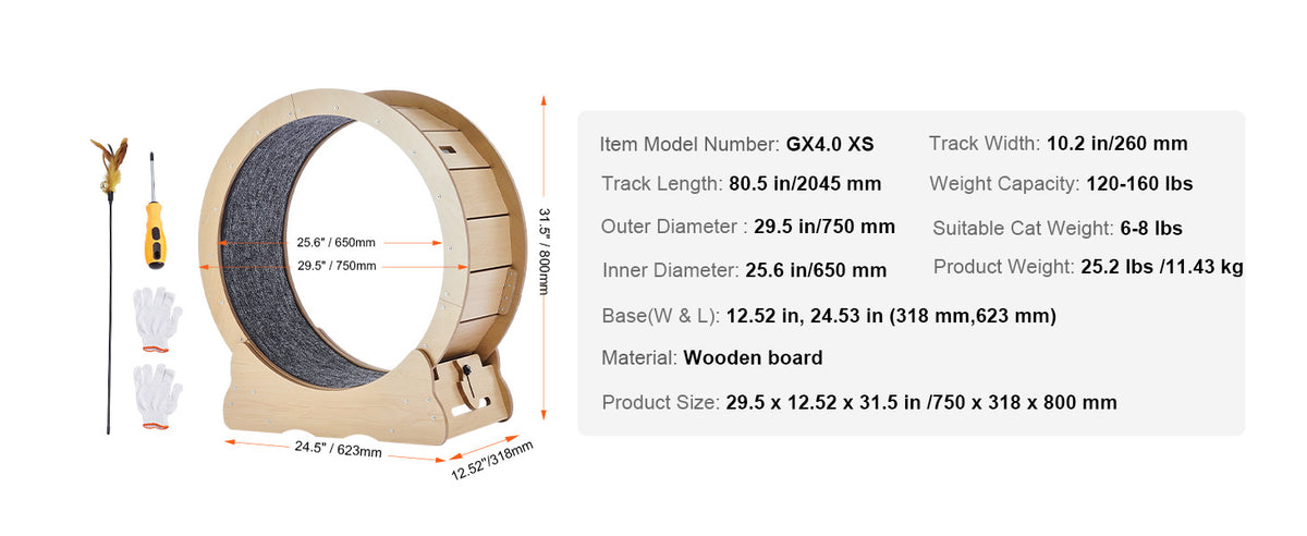 SucceBuy Wooden Cat Exercise Wheel Indoor Running Treadmill
