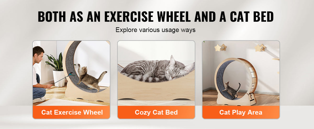 SucceBuy Wooden Cat Exercise Wheel Indoor Running Treadmill