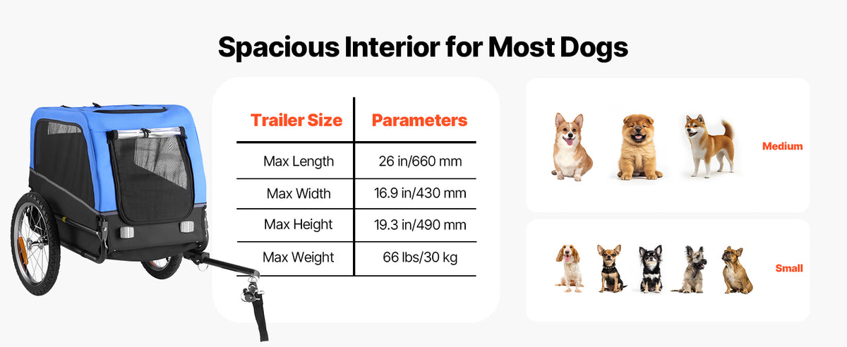 SucceBuy Dog Bike Trailer With Quick Release Wheel Flag
