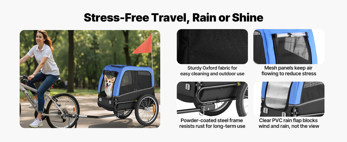 SucceBuy Dog Bike Trailer With Quick Release Wheel Flag