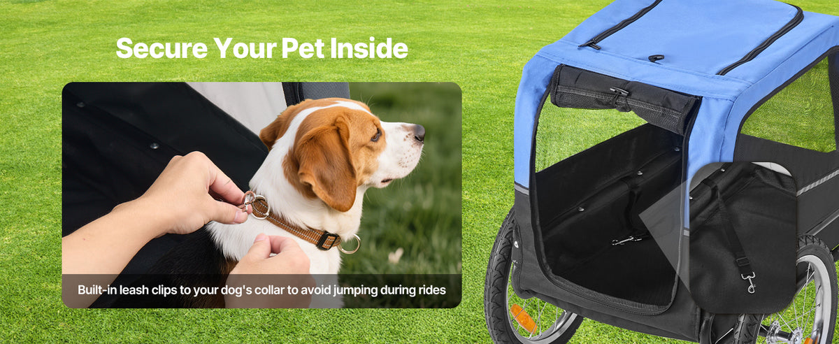 SucceBuy Dog Bike Trailer With Quick Release Wheel Flag