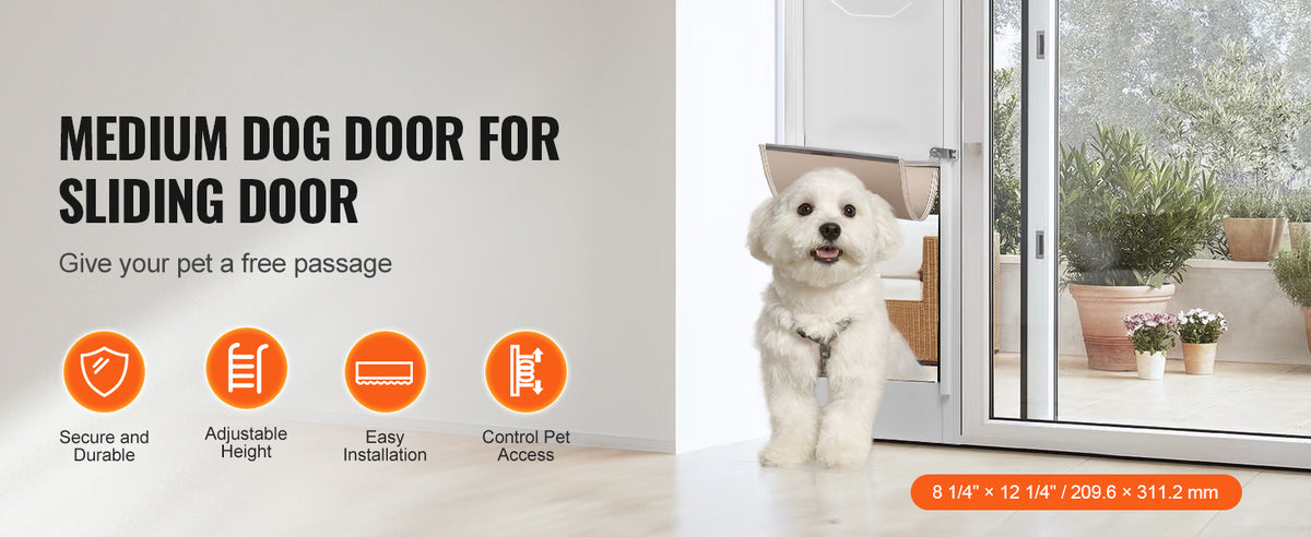 VEVOR Adjustable Sliding Glass Door Pet Door With Aluminum Frame