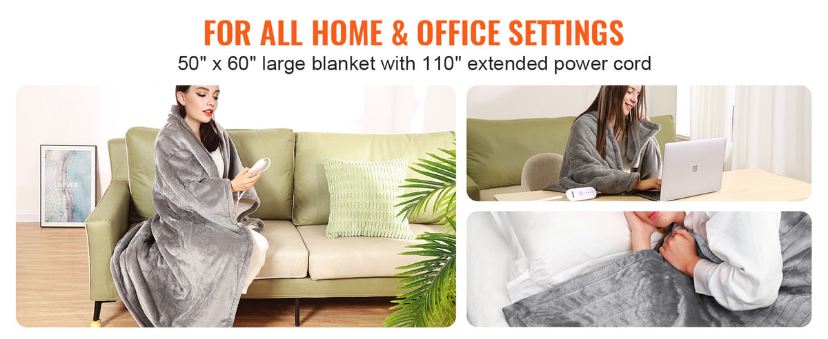 SucceBuy Electric Heated Blanket With Sherpa Flannel And Timer