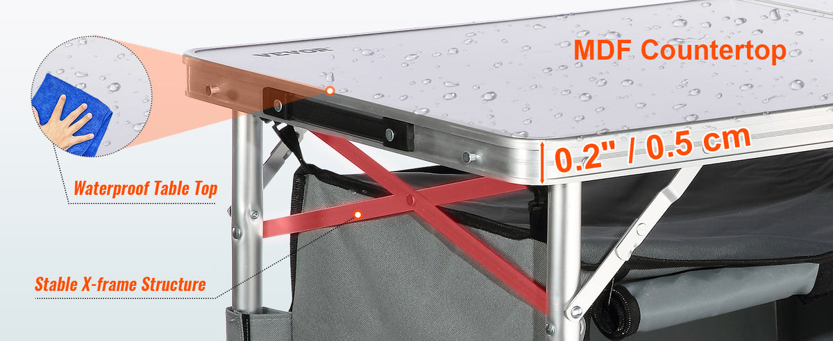 SucceBuy Folding Camping Kitchen Table For Outdoor Cooking