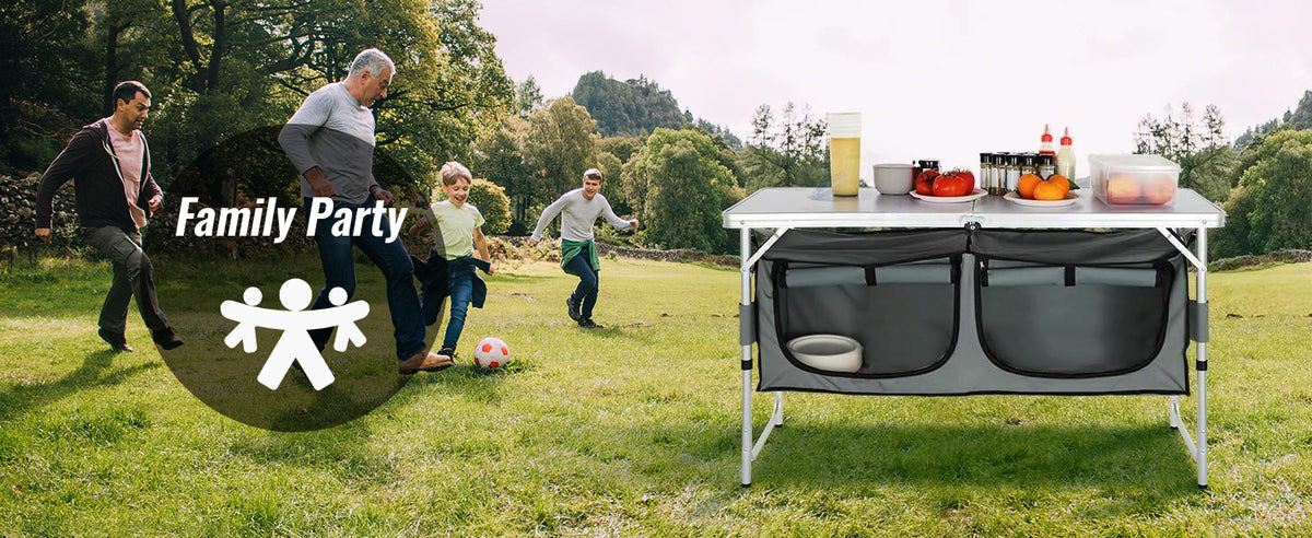 SucceBuy Folding Camping Kitchen Table For Outdoor Cooking