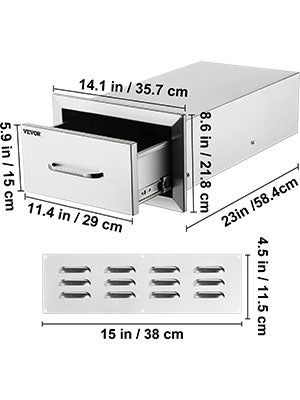 SucceBuy Stainless Steel Outdoor Kitchen Double Drawer Storage