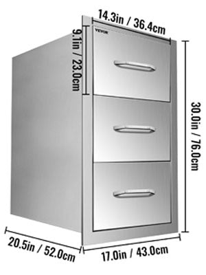 SucceBuy Stainless Steel Outdoor Kitchen Double Drawer Storage