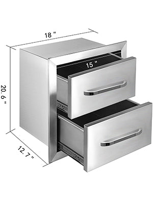 SucceBuy Stainless Steel Outdoor Kitchen Double Drawer Storage