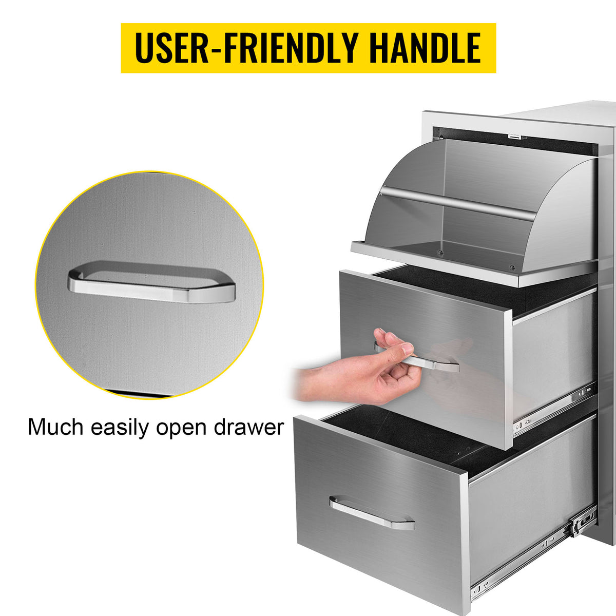 SucceBuy Stainless Steel Outdoor Kitchen Double Drawer Storage