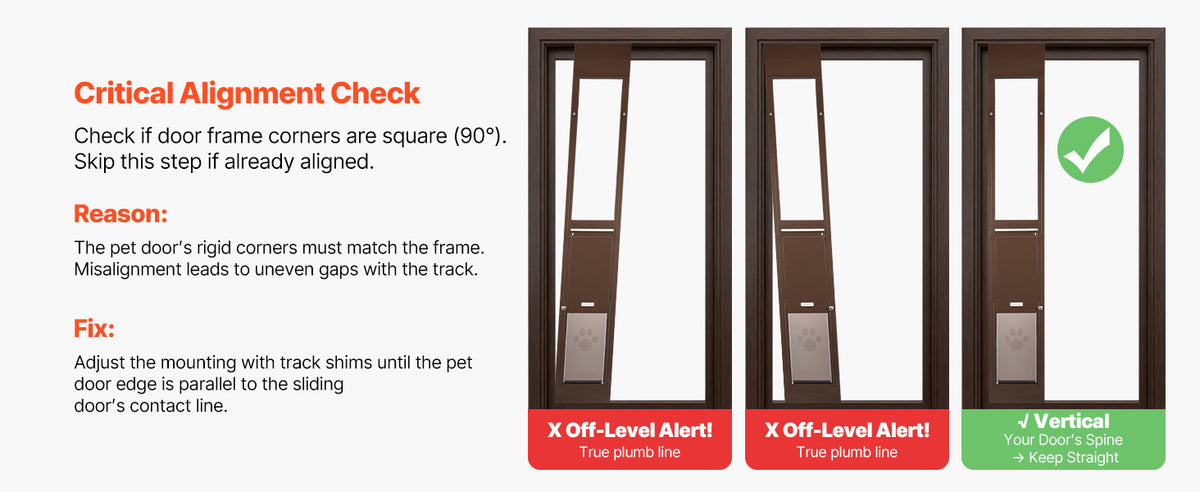 SucceBuy Sliding Glass Door Pet Door With Secure Locking Hinges