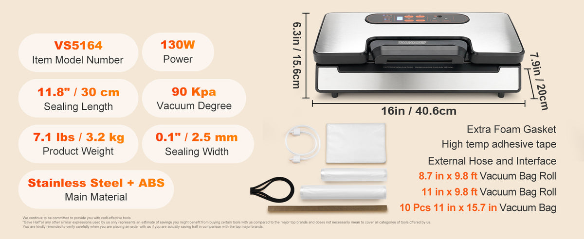 SucceBuy Vacuum Sealer Machine For Food Packaging And Kitchen Use